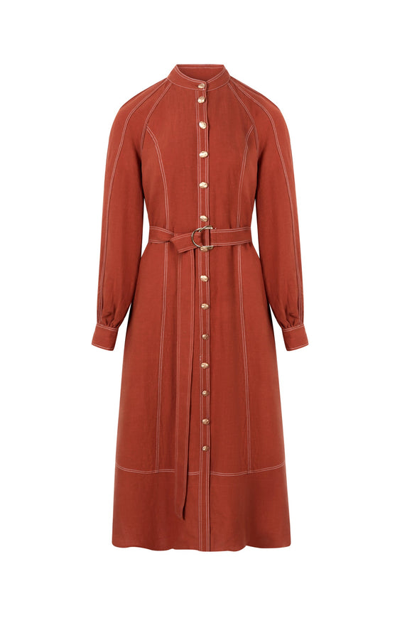 Faux Tencel Dress Amber Brown