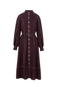 Faux Tencel Dress Ruby Wine